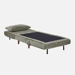 Sillón convertible de tela chenilla con patas de madera