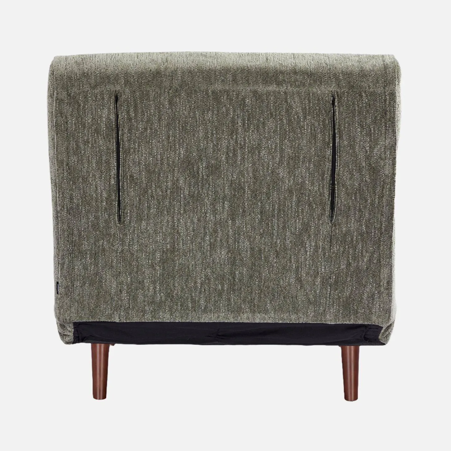 Sillón convertible de tela chenilla con patas de madera