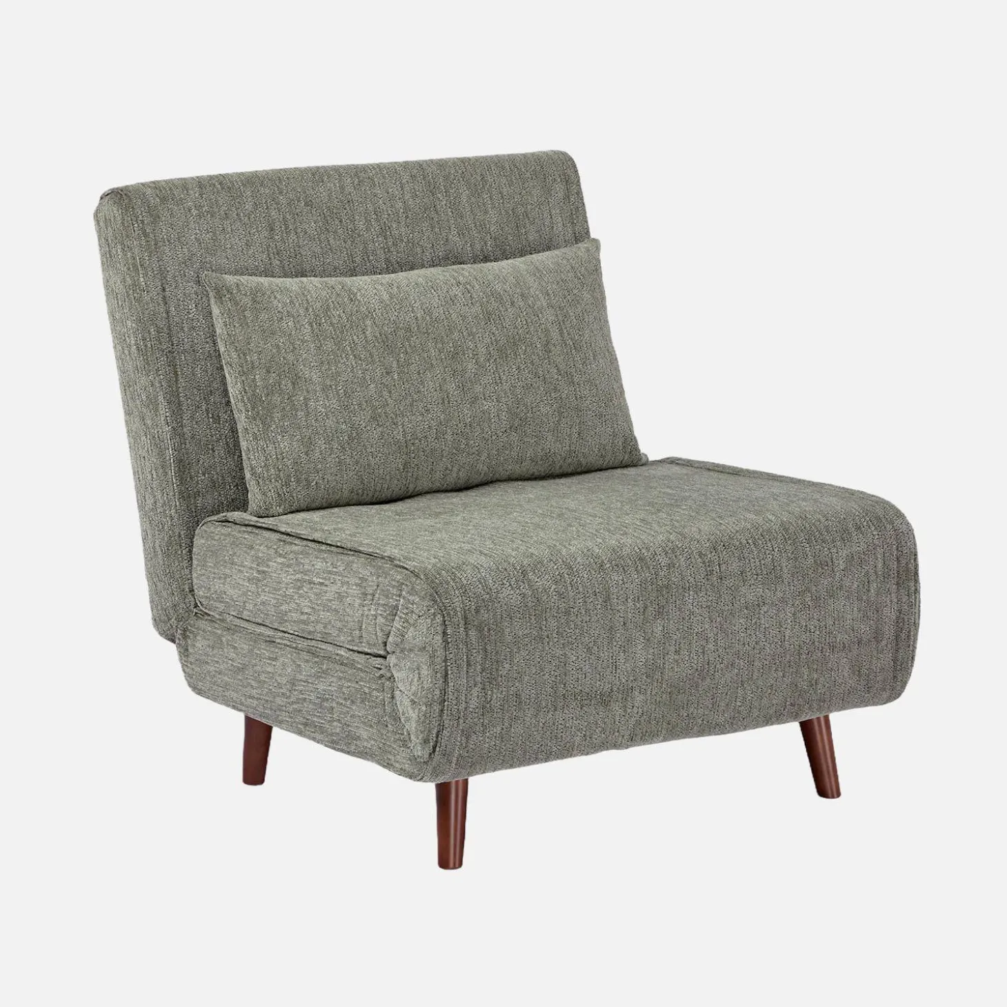 Sillón convertible de tela chenilla con patas de madera