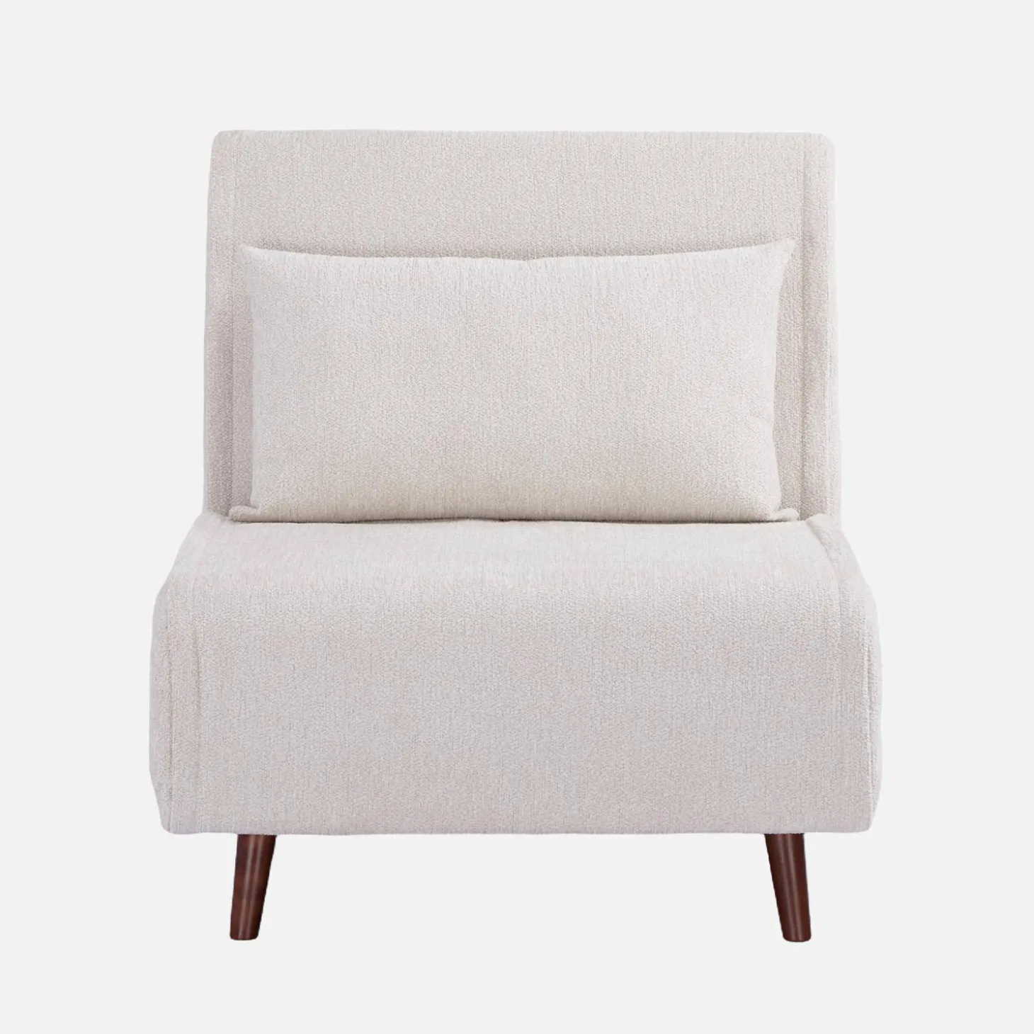 Sillón convertible de tela chenilla con patas de madera