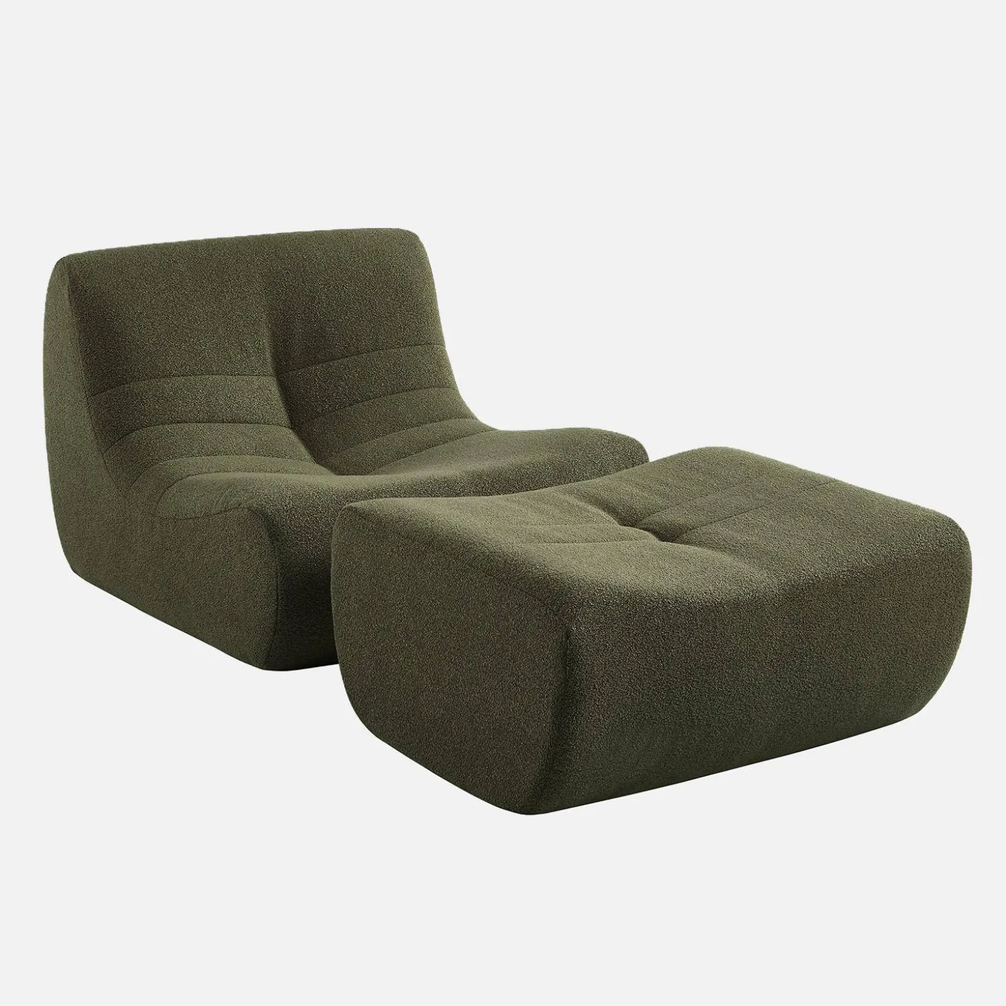 Sillón de borreguito texturizada con reposapiés