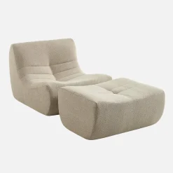Sillón de borreguito texturizada con reposapiés