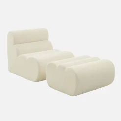 Sillón de borreguito texturizada con reposapiés