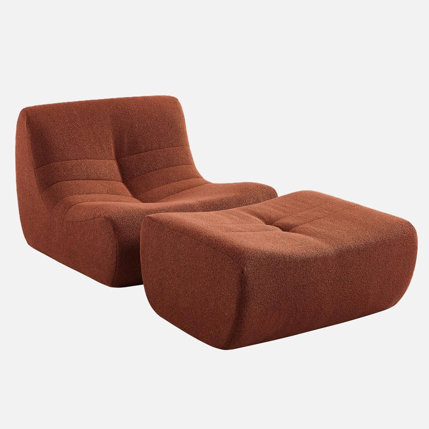 Sillón de borreguito texturizada con reposapiés