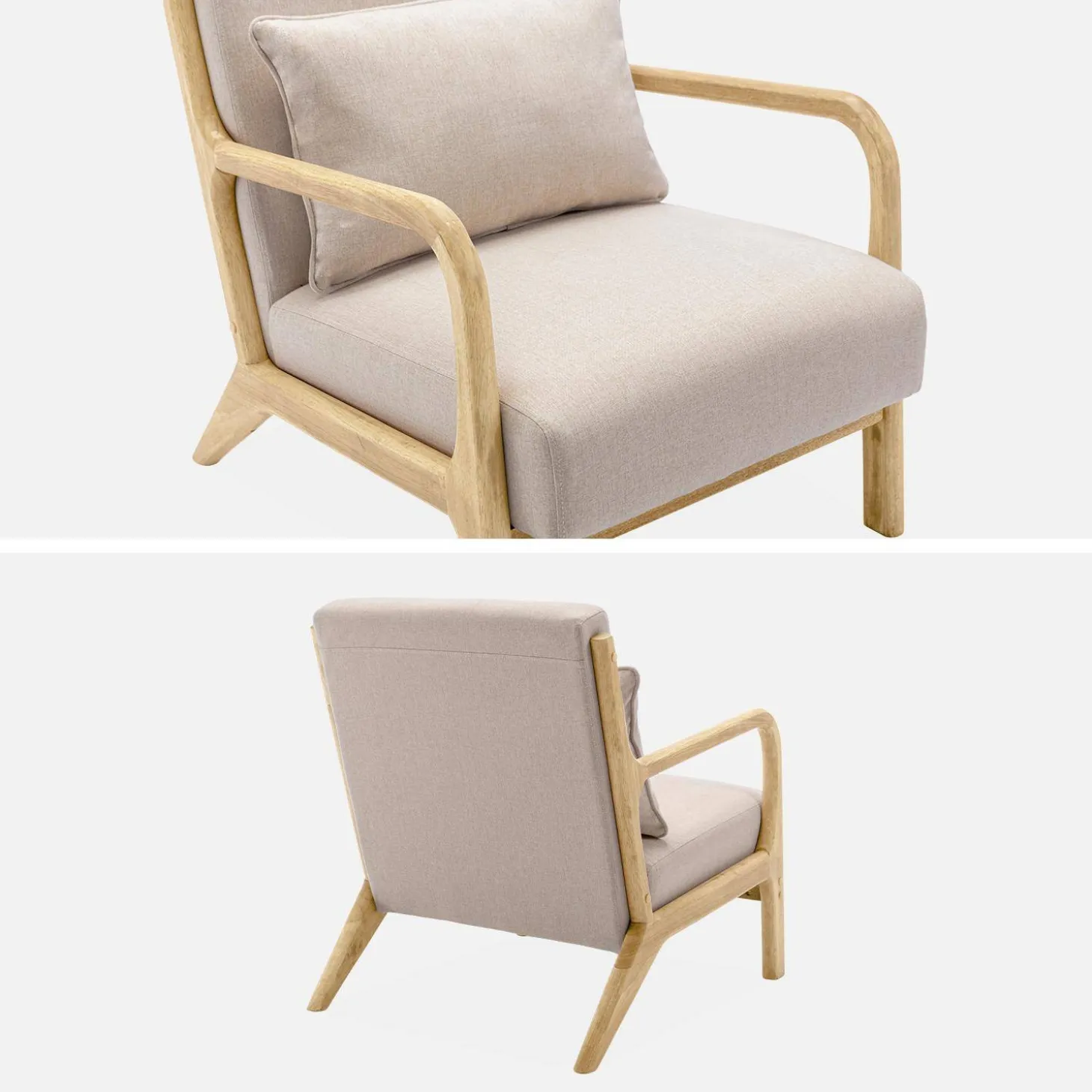 Sillón de diseño de madera y tela