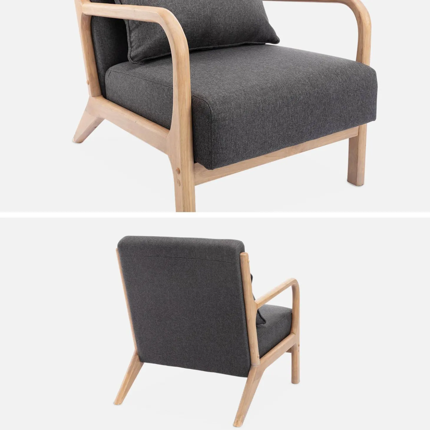 Sillón de diseño de madera y tela