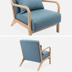 Sillón de diseño de madera y tela