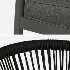 Sillón de jardín apilable de acero y cuerdas, set de 4