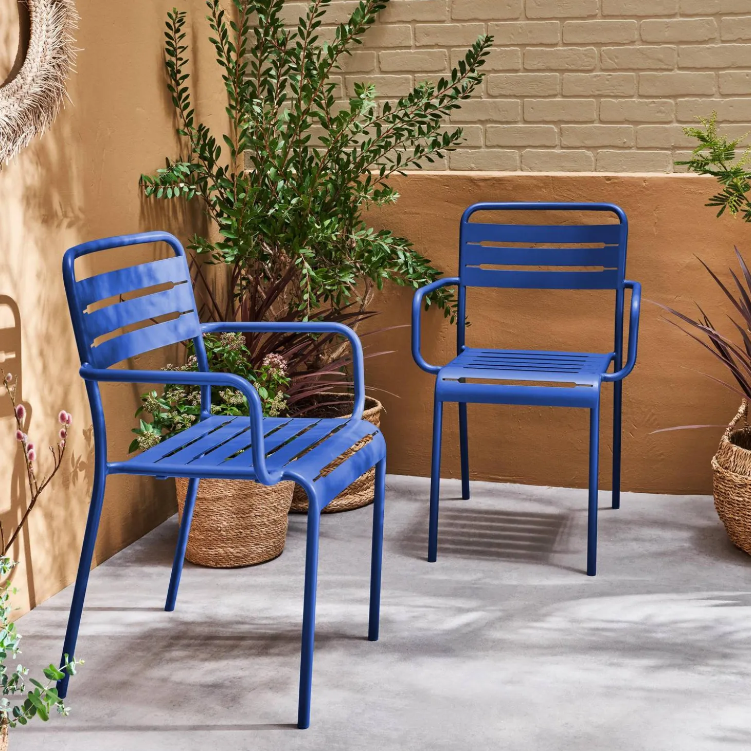 Sillón de jardín bistró de acero, set de 2