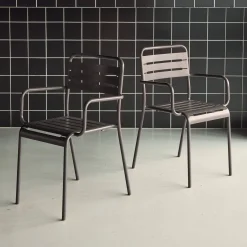 Sillón de jardín bistró de acero, set de 2