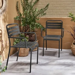 Sillón de jardín bistró de acero, set de 2