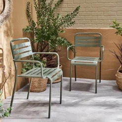 Sillón de jardín bistró de acero, set de 2