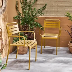 Sillón de jardín bistró de acero, set de 2