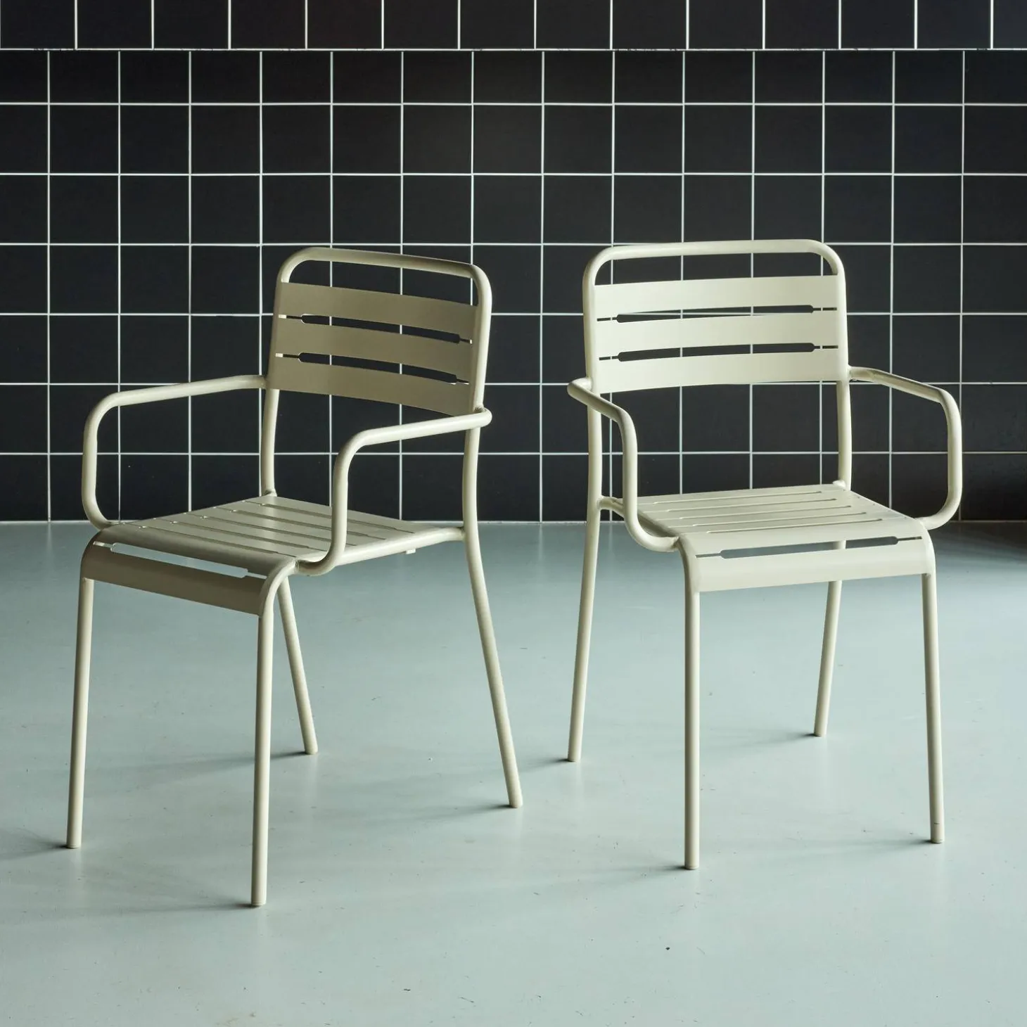 Sillón de jardín bistró de acero, set de 2