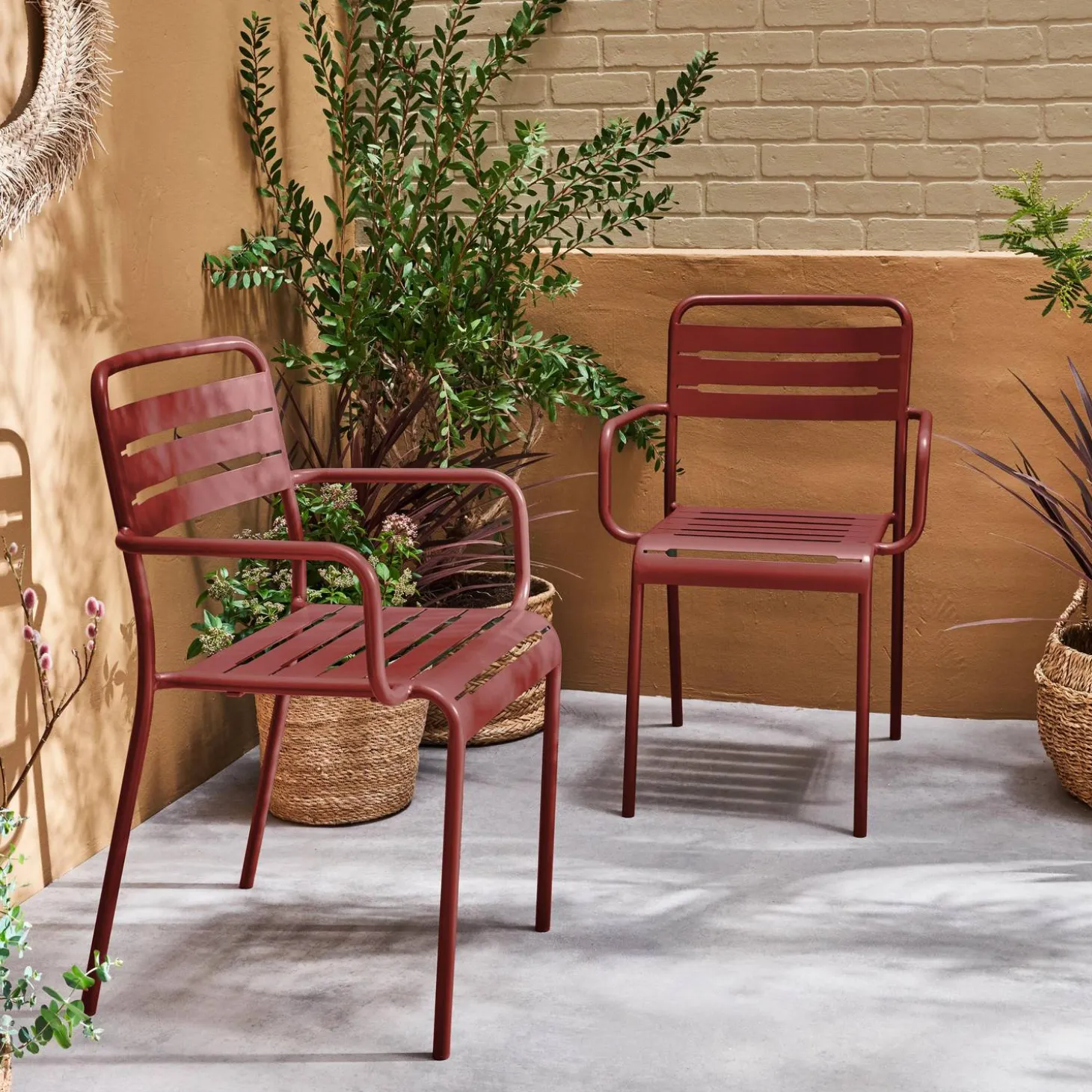 Sillón de jardín bistró de acero, set de 2