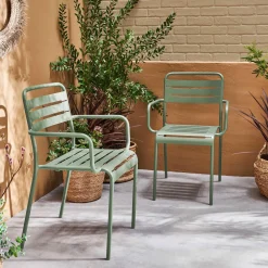Sillón de jardín bistró de acero, set de 2