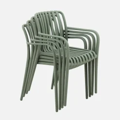 Sillón de jardín con diseño lineal, set de 4