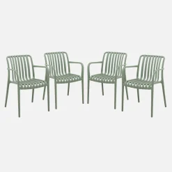 Sillón de jardín con diseño lineal, set de 4