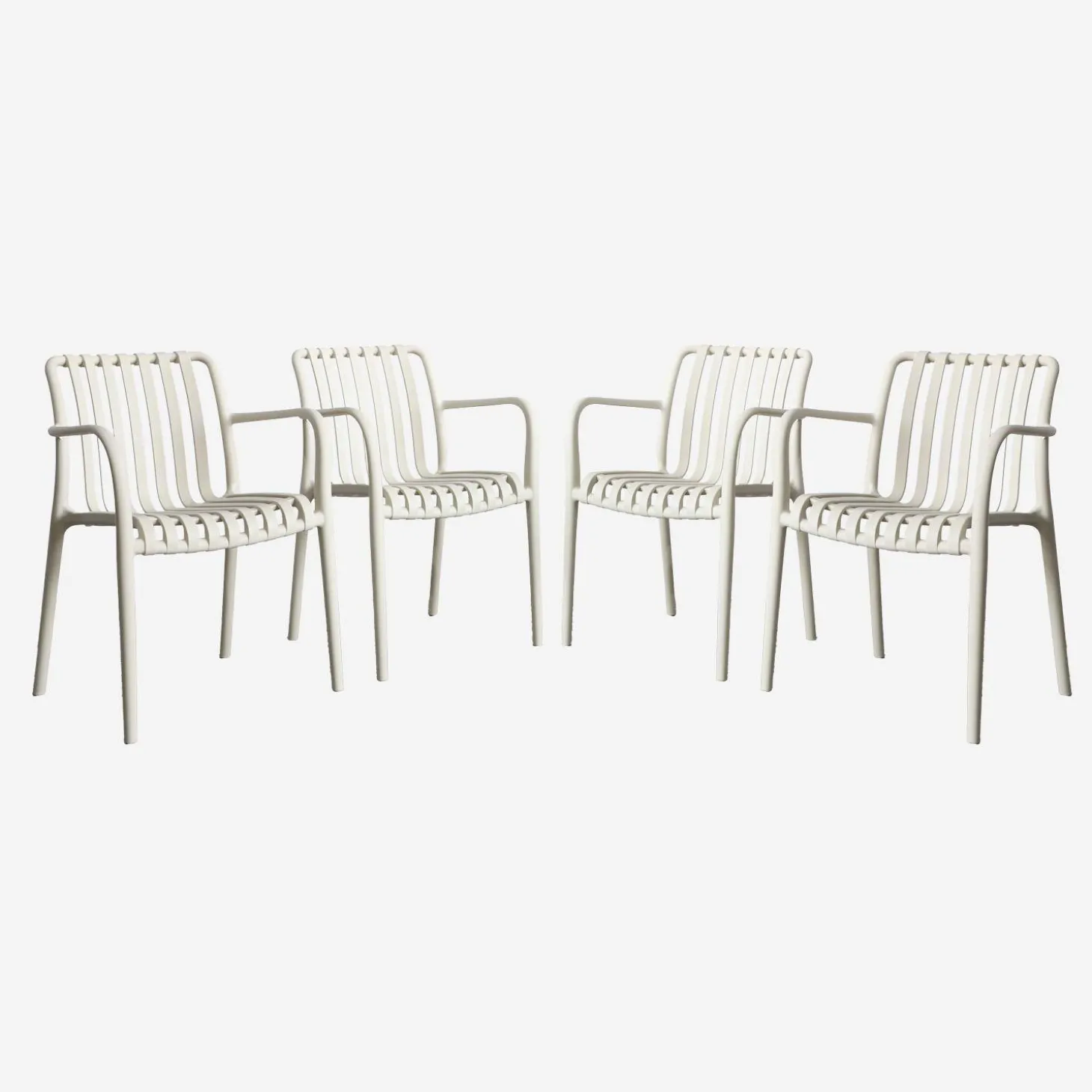 Sillón de jardín con diseño lineal, set de 4