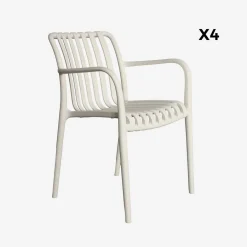 Sillón de jardín con diseño lineal, set de 4