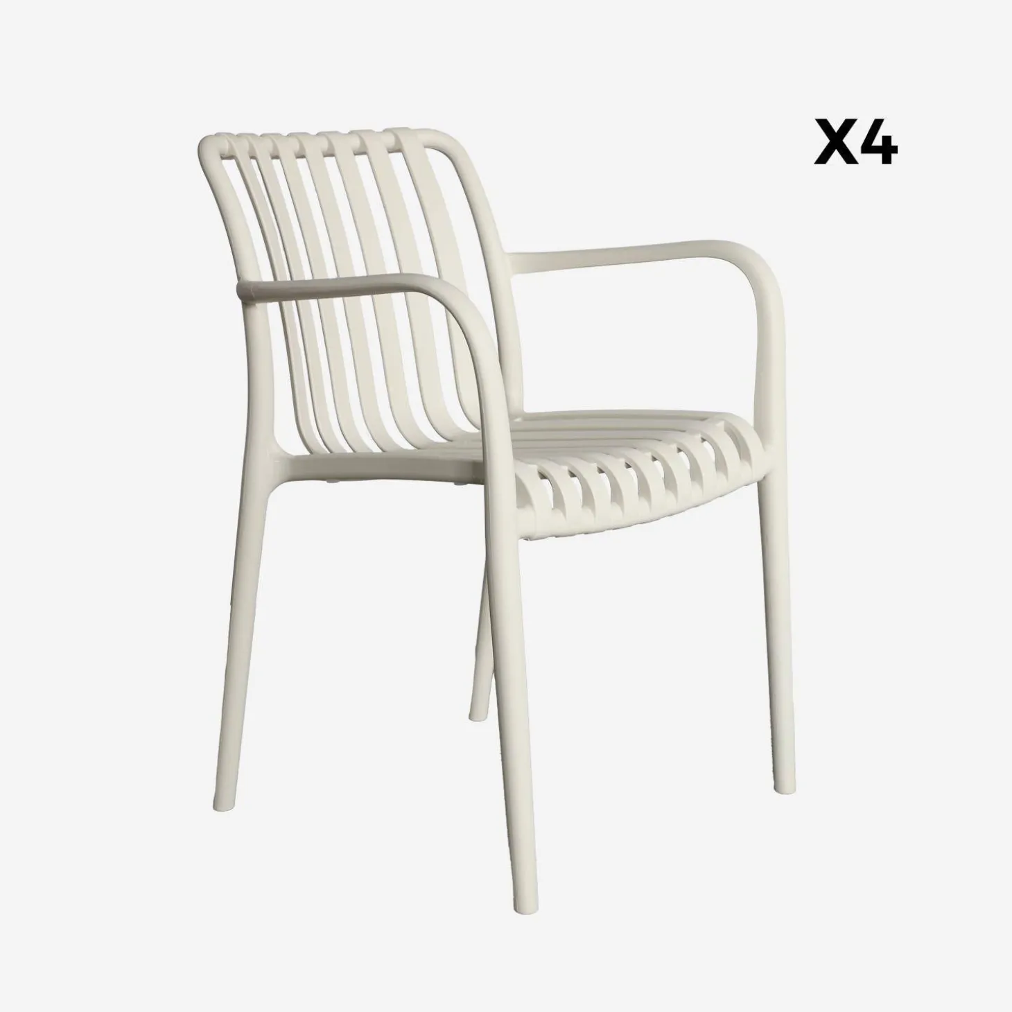Sillón de jardín con diseño lineal, set de 4
