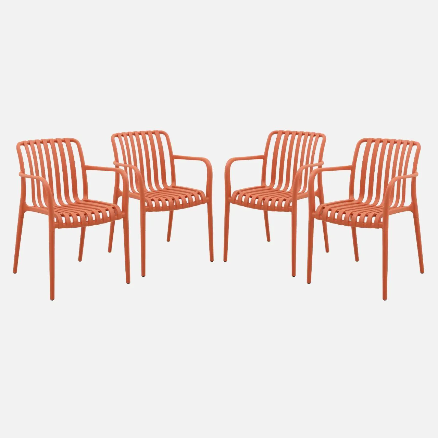 Sillón de jardín con diseño lineal, set de 4