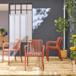Sillón de jardín con diseño lineal, set de 4