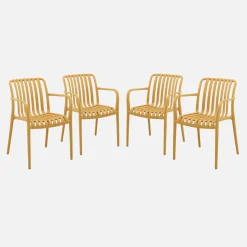 Sillón de jardín con diseño lineal, set de 4
