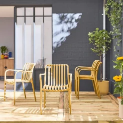 Sillón de jardín con diseño lineal, set de 4