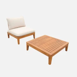 Sillón de jardín con mesa baja de madera de acacia