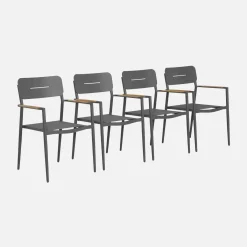 Sillón de jardín de aluminio y textileno, set de 4