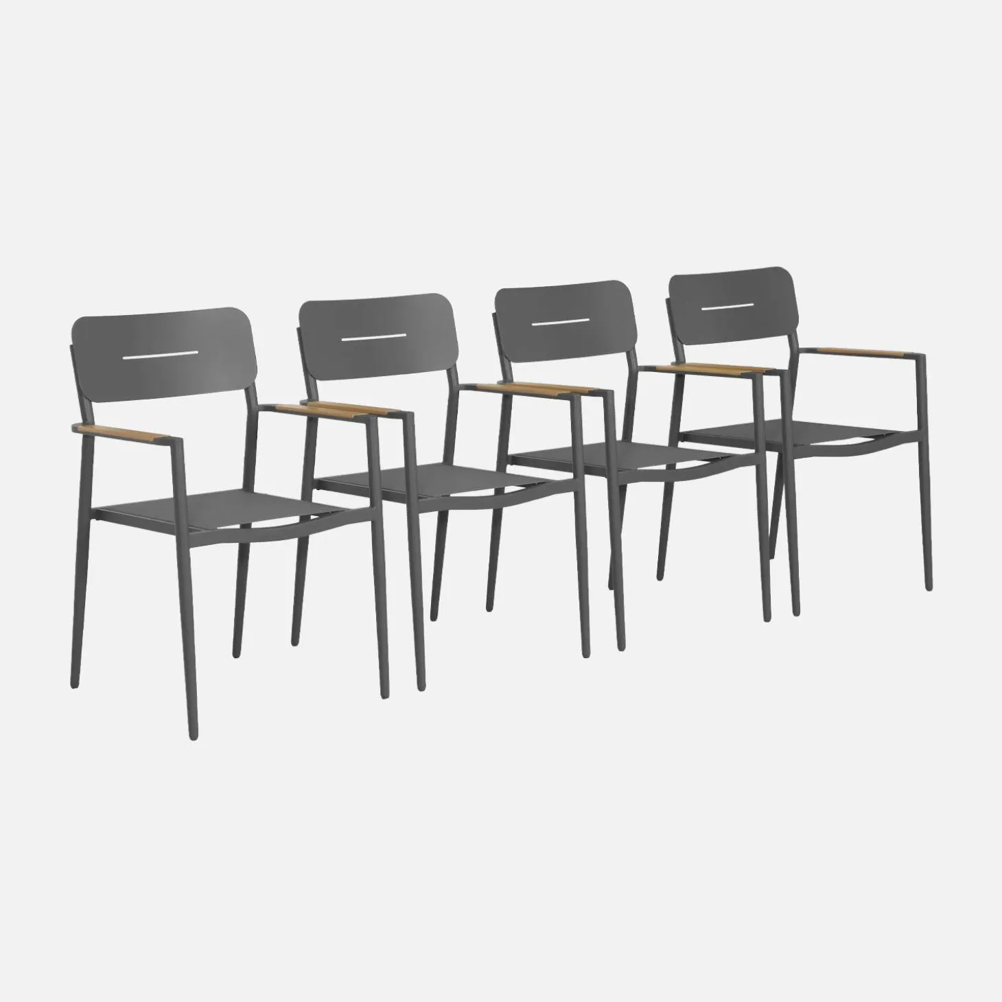 Sillón de jardín de aluminio y textileno, set de 4