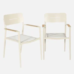 Sillón de jardín de aluminio y textileno, set 2
