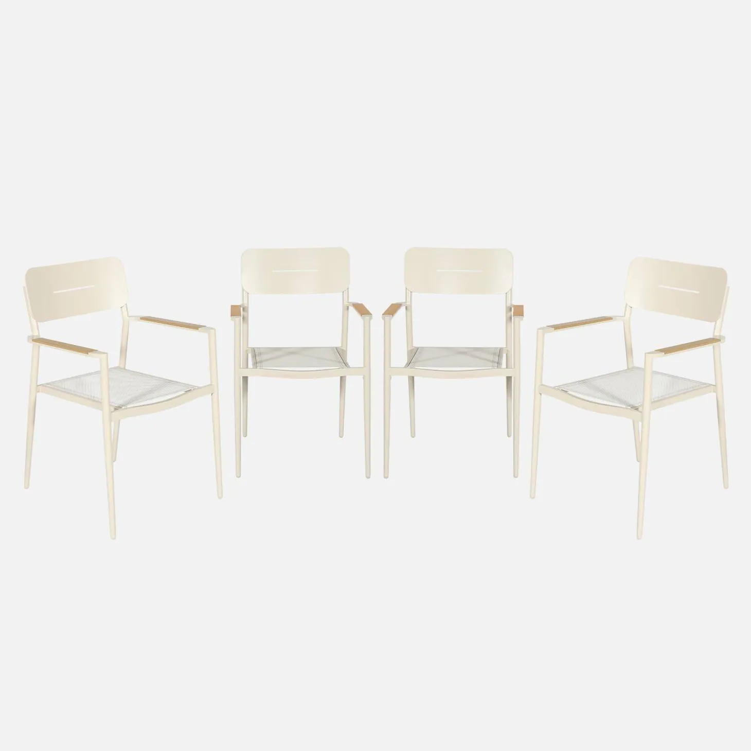 Sillón de jardín de aluminio y textileno, set de 4