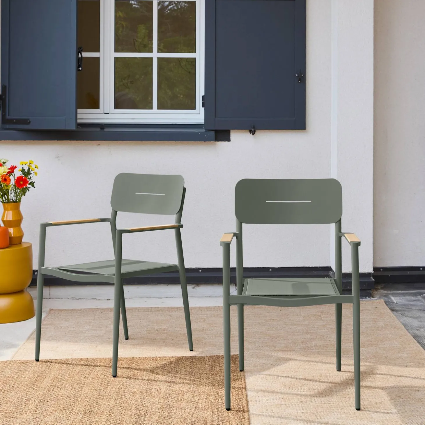 Sillón de jardín de aluminio y textileno, set 2