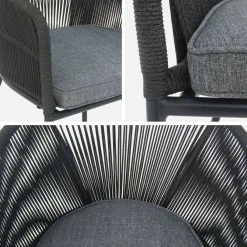Sillón de jardín de cuerda y acero galvanizado, set de 2