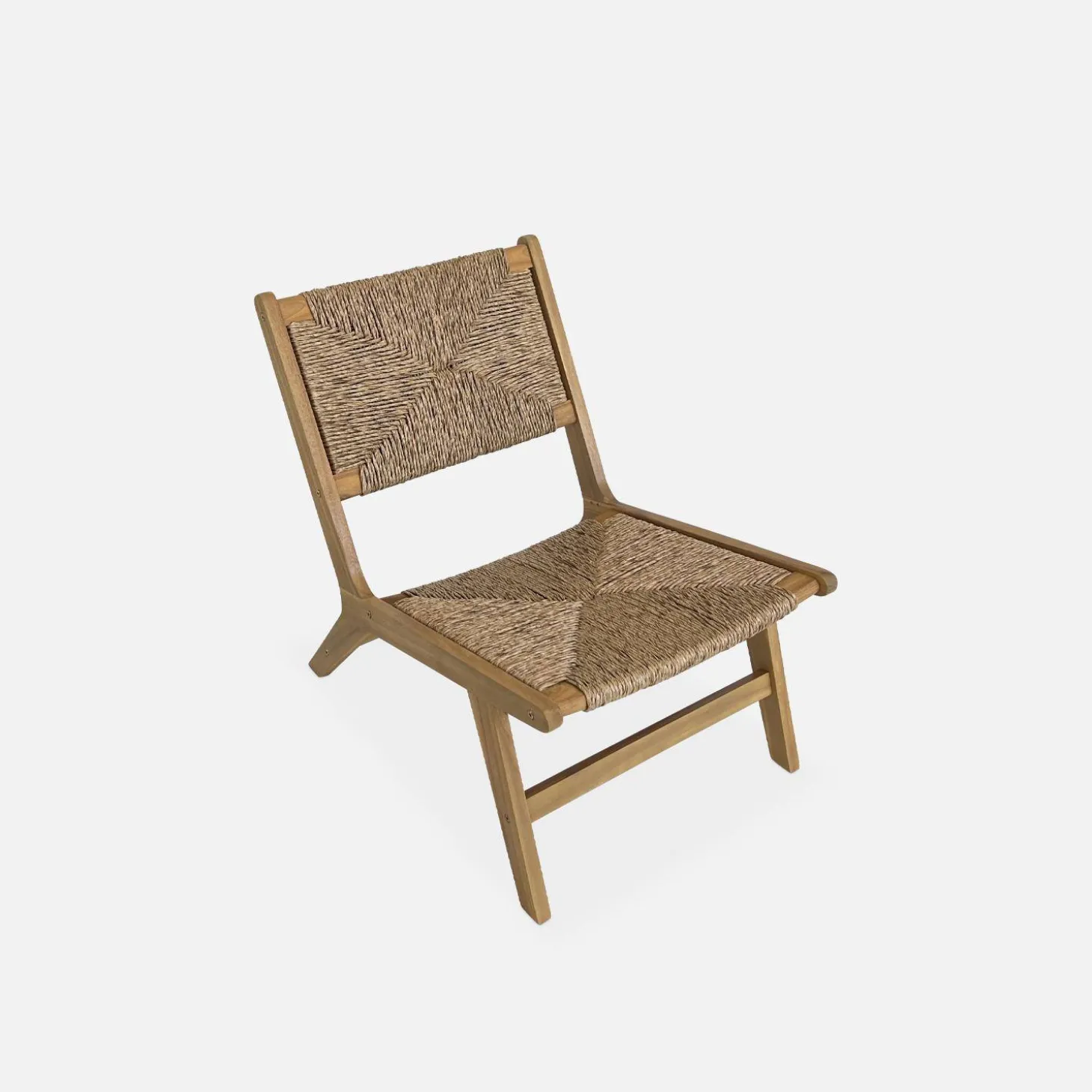 Sillón de jardín de madera y resina efecto paja
