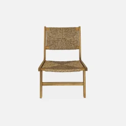 Sillón de jardín de madera y resina efecto paja