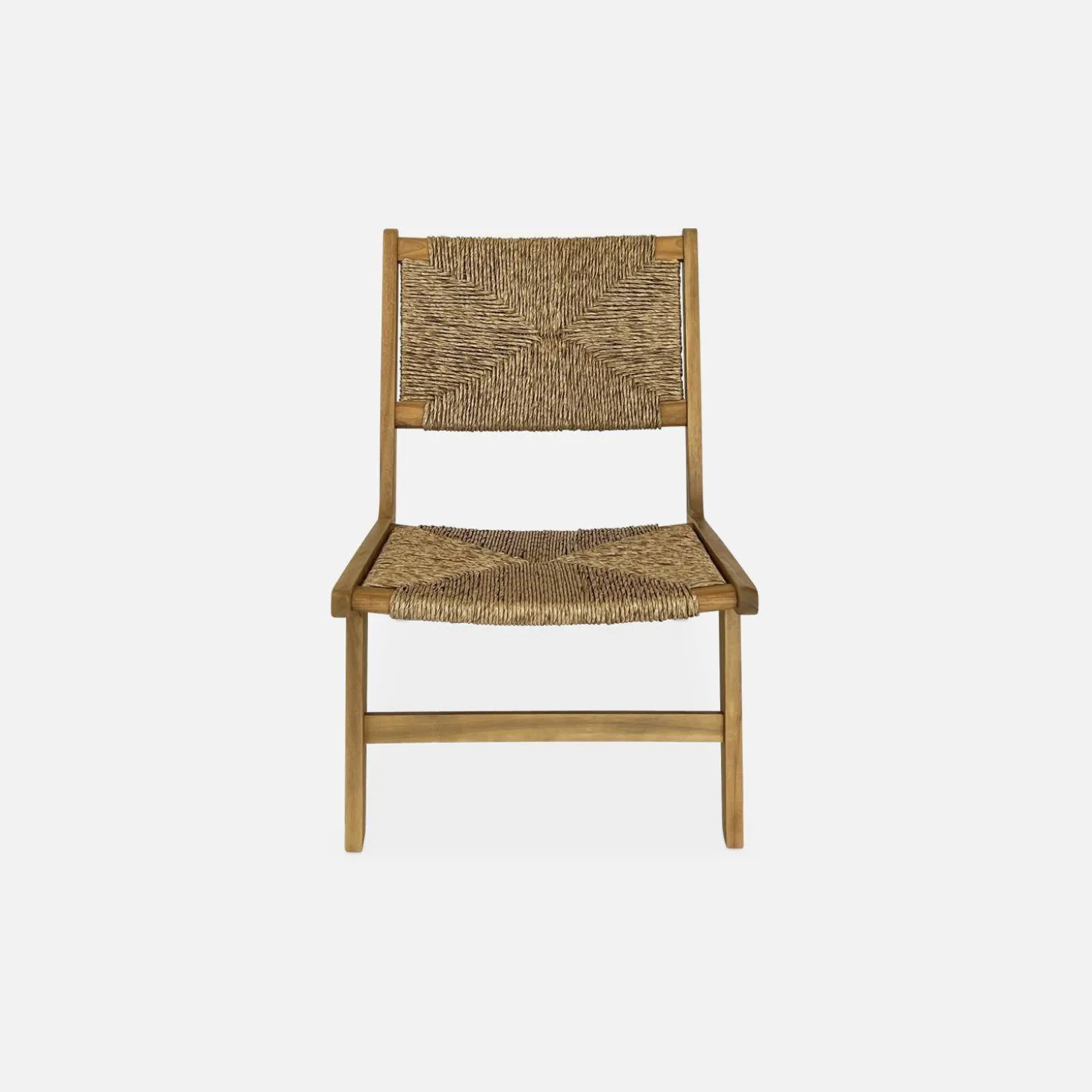 Sillón de jardín de madera y resina efecto paja