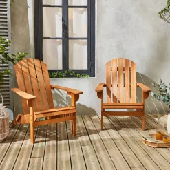 Sillón de jardín de madera, set de 2
