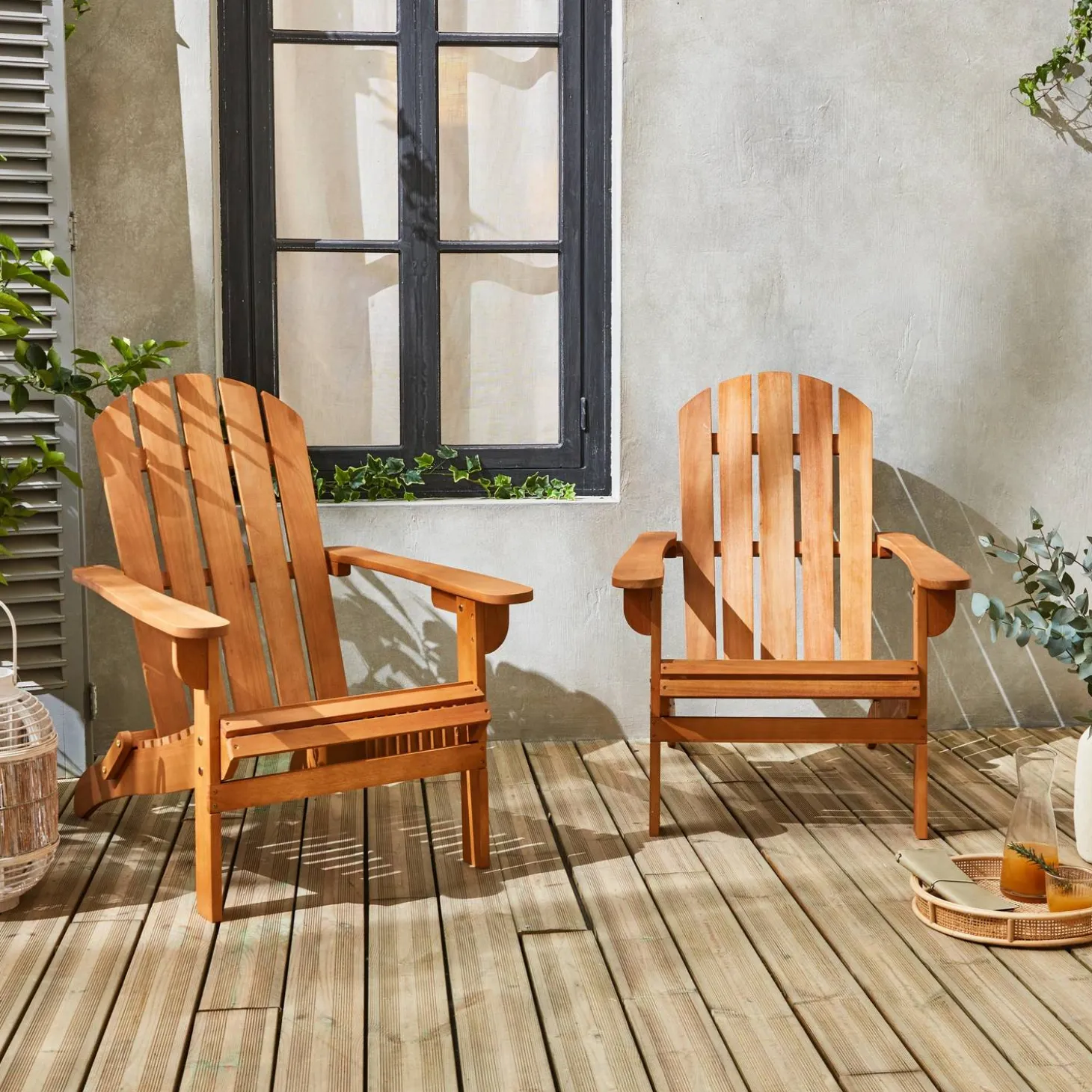 Sillón de jardín de madera, set de 2