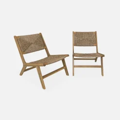Sillón de jardín de madera y resina, set de 2
