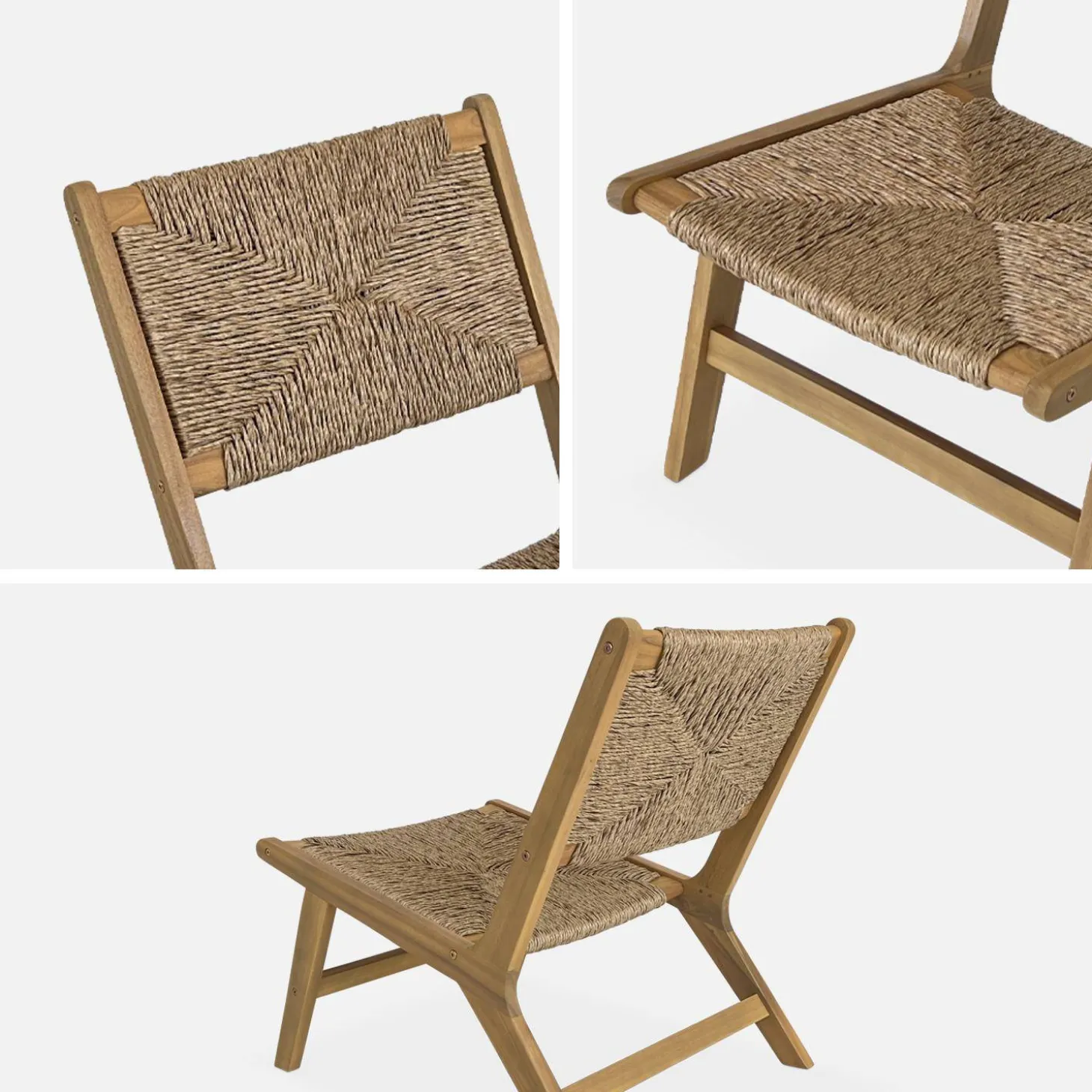 Sillón de jardín de madera y resina, set de 2