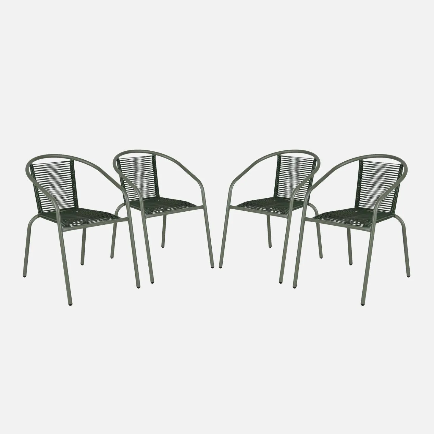 Sillón de jardín de resina natural, set de 4