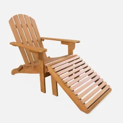 Sillón de jardín y mesa de centro con patas de madera