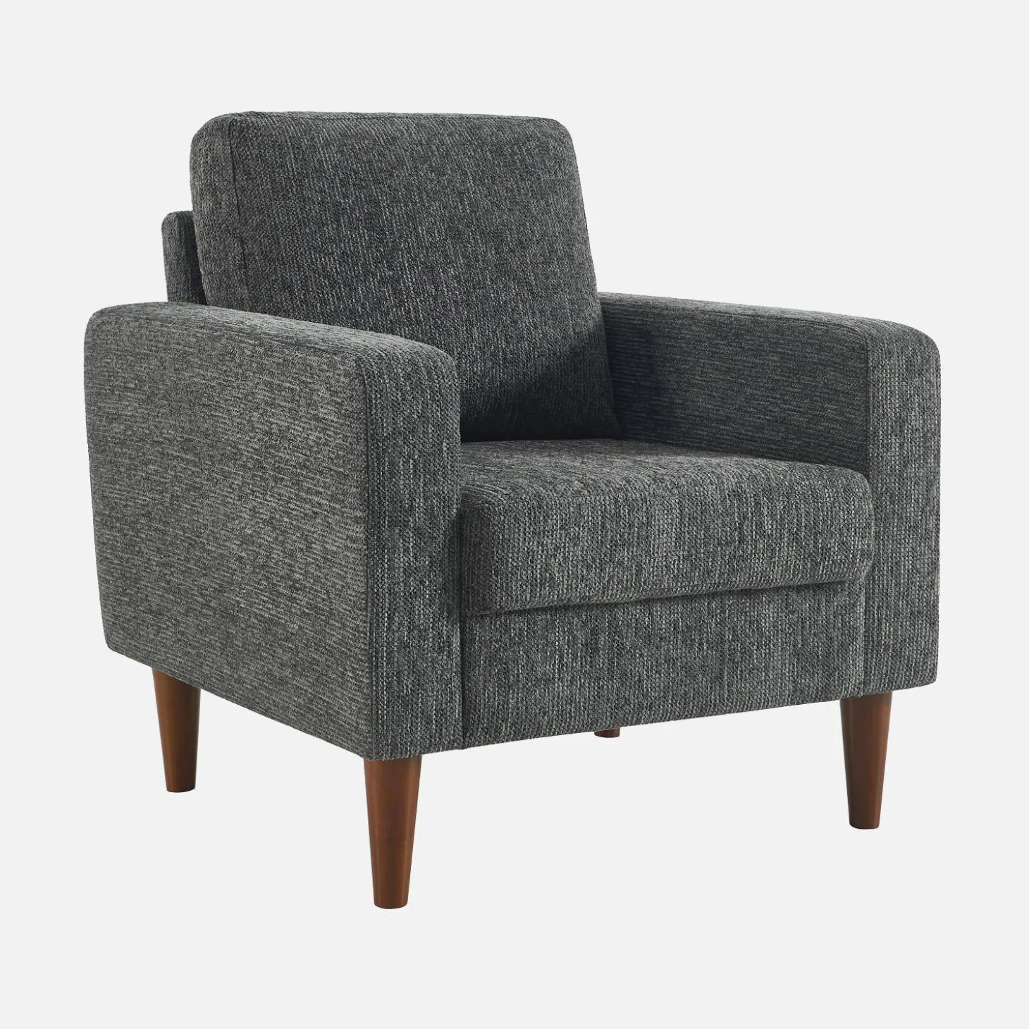 Sillón de madera de hevea y tela de chenilla
