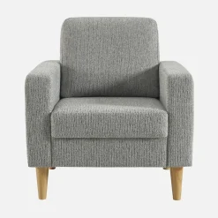 Sillón de madera de hevea y tela de chenilla