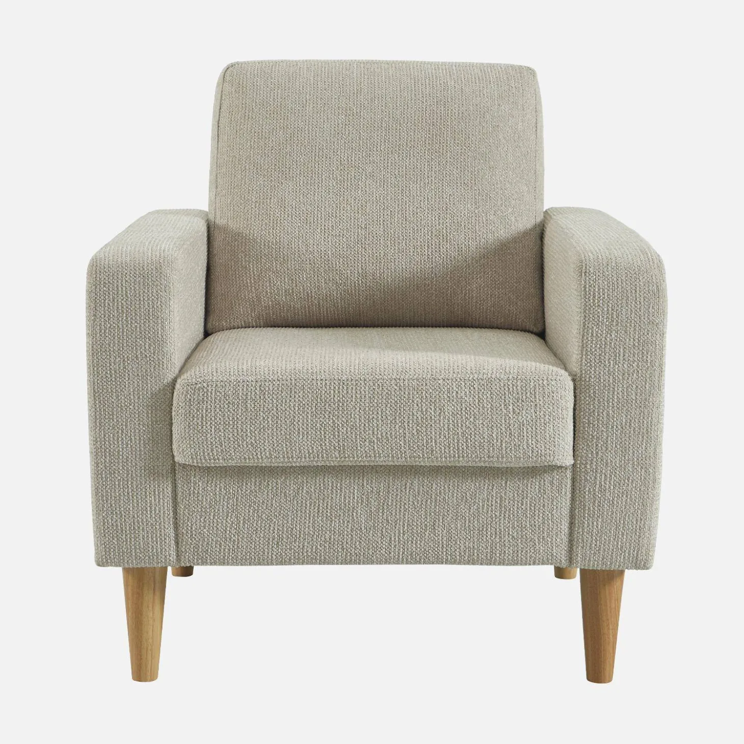 Sillón de madera de hevea y tela de chenilla