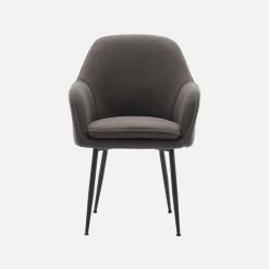 Sillón de pana con patas de metal negro mate