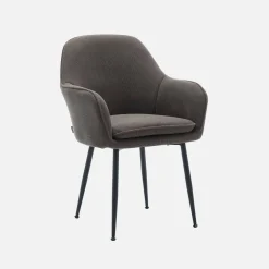 Sillón de pana con patas de metal negro mate